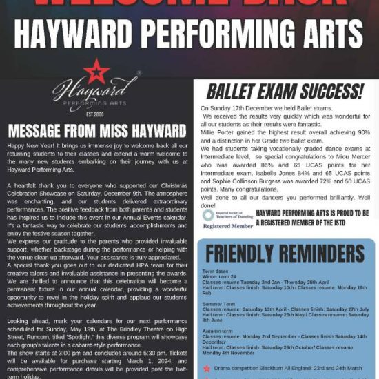 Newsletter Hayward Performing Arts January 24 (2) Page 1
